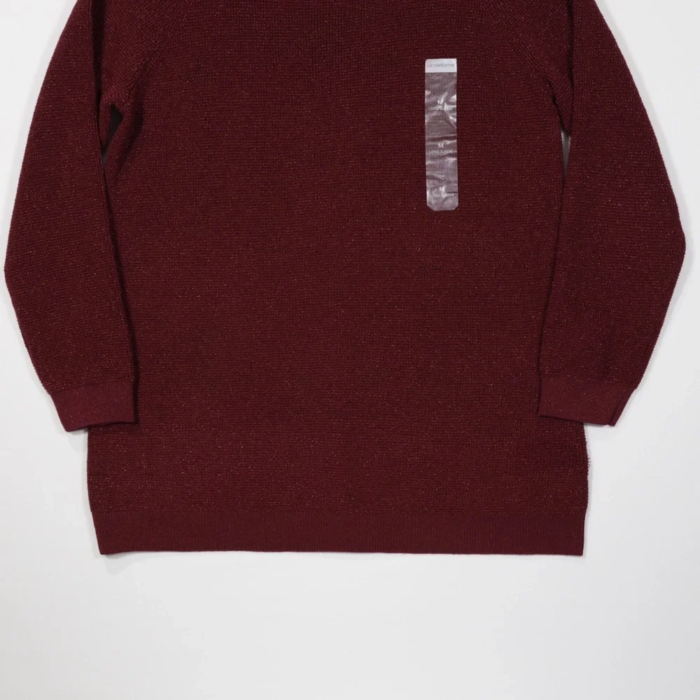 Liz Claiborne Women's Crew‎ Neck Long Sleeve Pullover Sweater Burgundy Size M - Picture 3 of 8